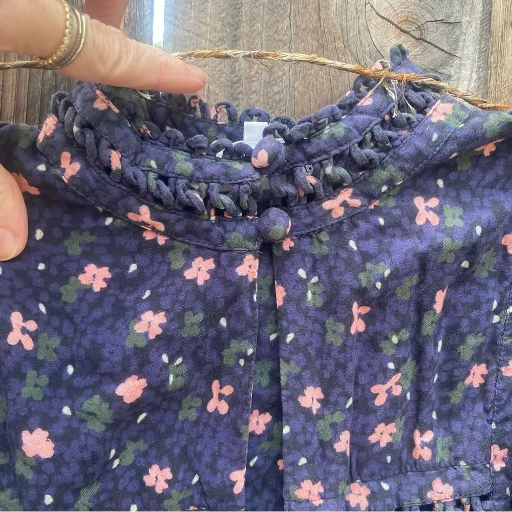 Apiece Apart Navy Floral Midi Dress size 0